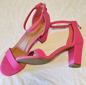 Chunky Block Heeled Sandals Hot Pink Sz 8